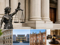 Justizgebäude in Deutschland als Symbol für unterschiedliche Gerichtszuständigkeiten