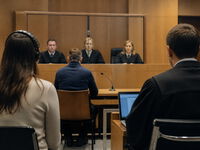 Gerichtsdolmetscher begleitet eine Gerichtsverhandlung und unterstützt die Justiz