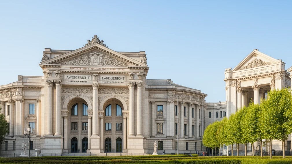 Gerichtsgebäude als Symbol für Amtsgericht, Landgericht und Oberlandesgericht in Deutschland