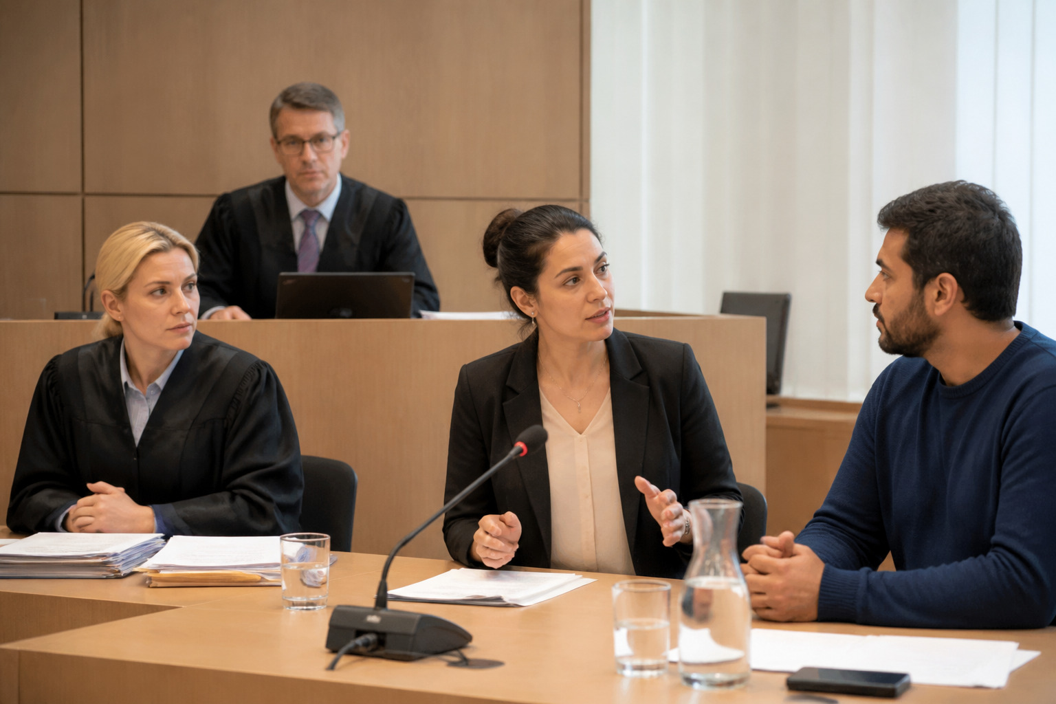 Gerichtsdolmetscher begleitet eine Gerichtsverhandlung