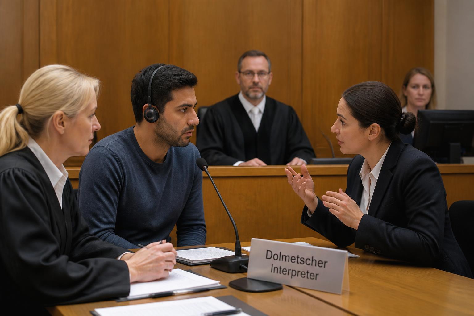 Beeidigte Gerichtsdolmetscher bei einer Gerichtsverhandlung